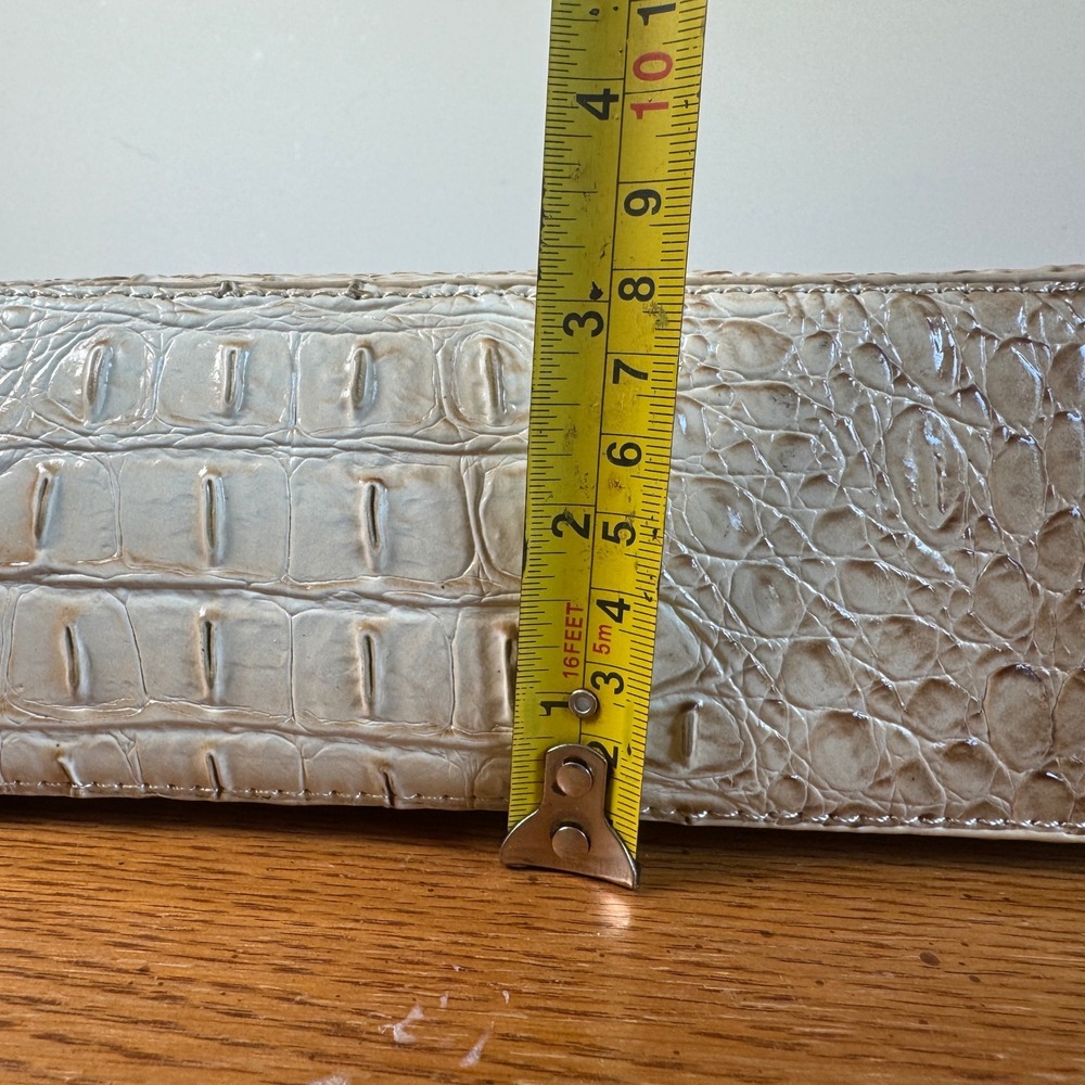 Beige Croc Embossed Faux Leather Hobo Shoulder‎ Bag Handbag Zip Closure - Picture 13 of 13